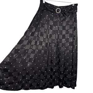 Vintage Arpeges Black + white Checkered  maxi Skirt size 10 Montreal designer